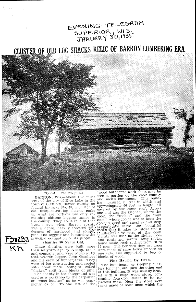  Source: Superior Evening Telegram Topics: Industry Date: 1935-01-30