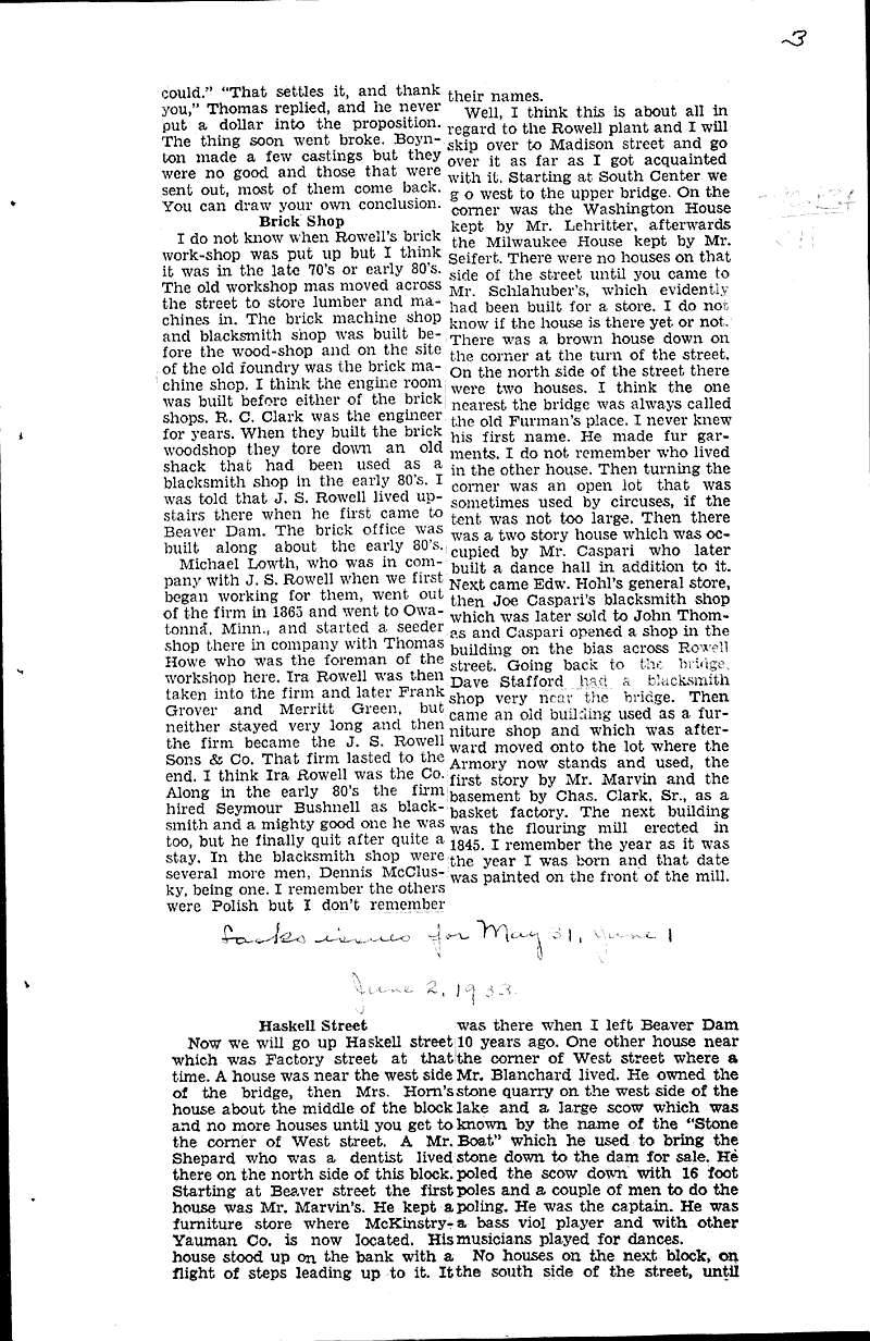  Source: Beaver Dam Daily Citizen Date: 1938-05-27
