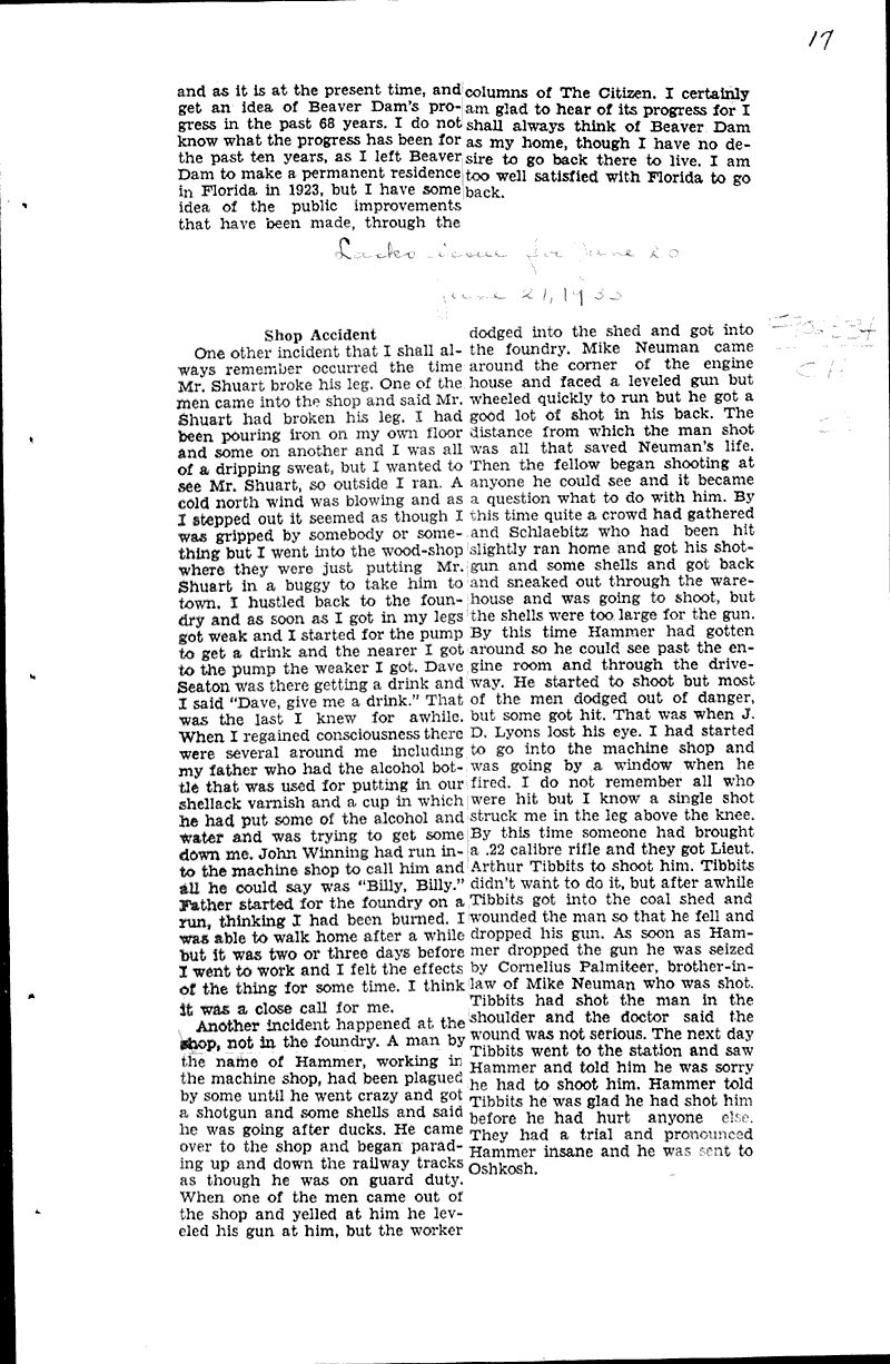  Source: Beaver Dam Daily Citizen Date: 1938-05-27