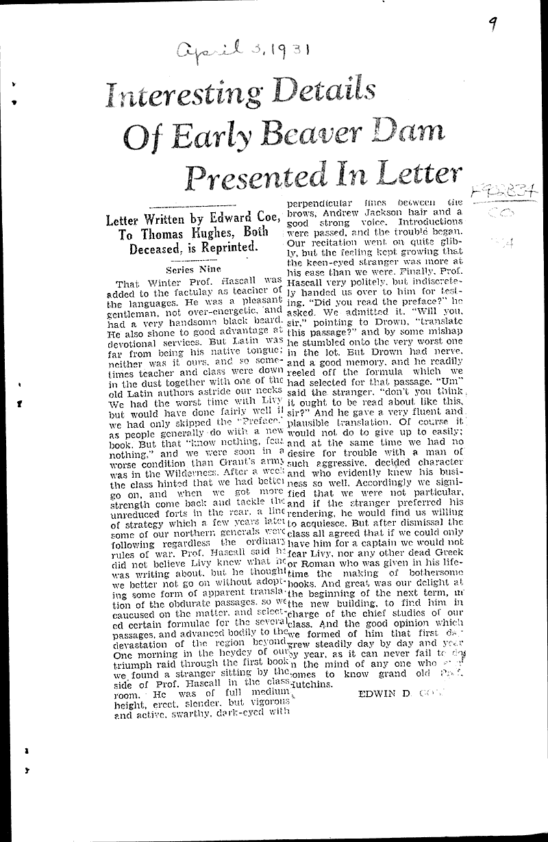  Source: Beaver Dam Daily Citizen Date: 1931-03-26