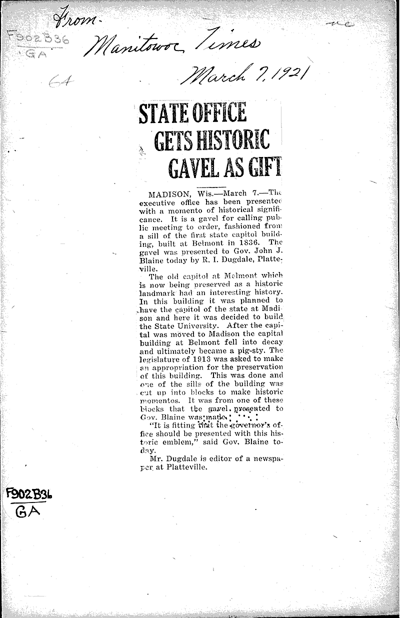  Source: Manitowoc Times Date: 1921-03-07