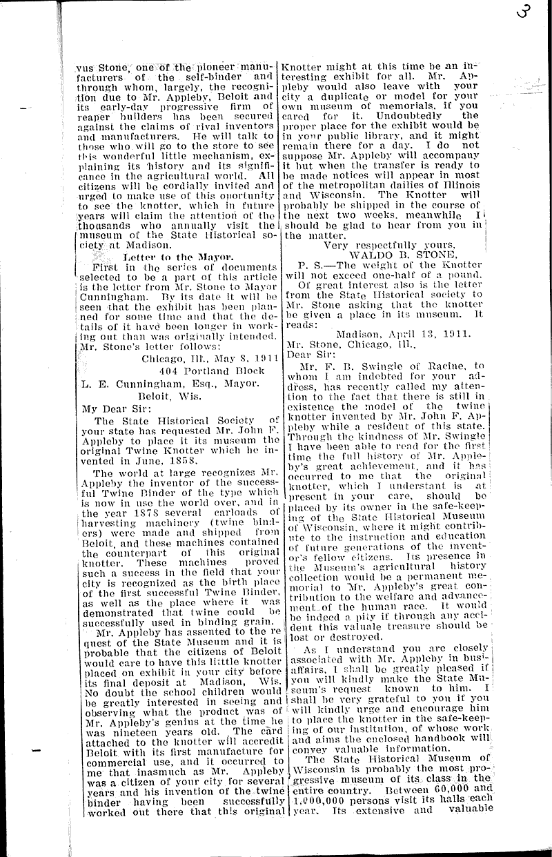  Source: Beloit Daily News Topics: Industry Date: 1911-06-01