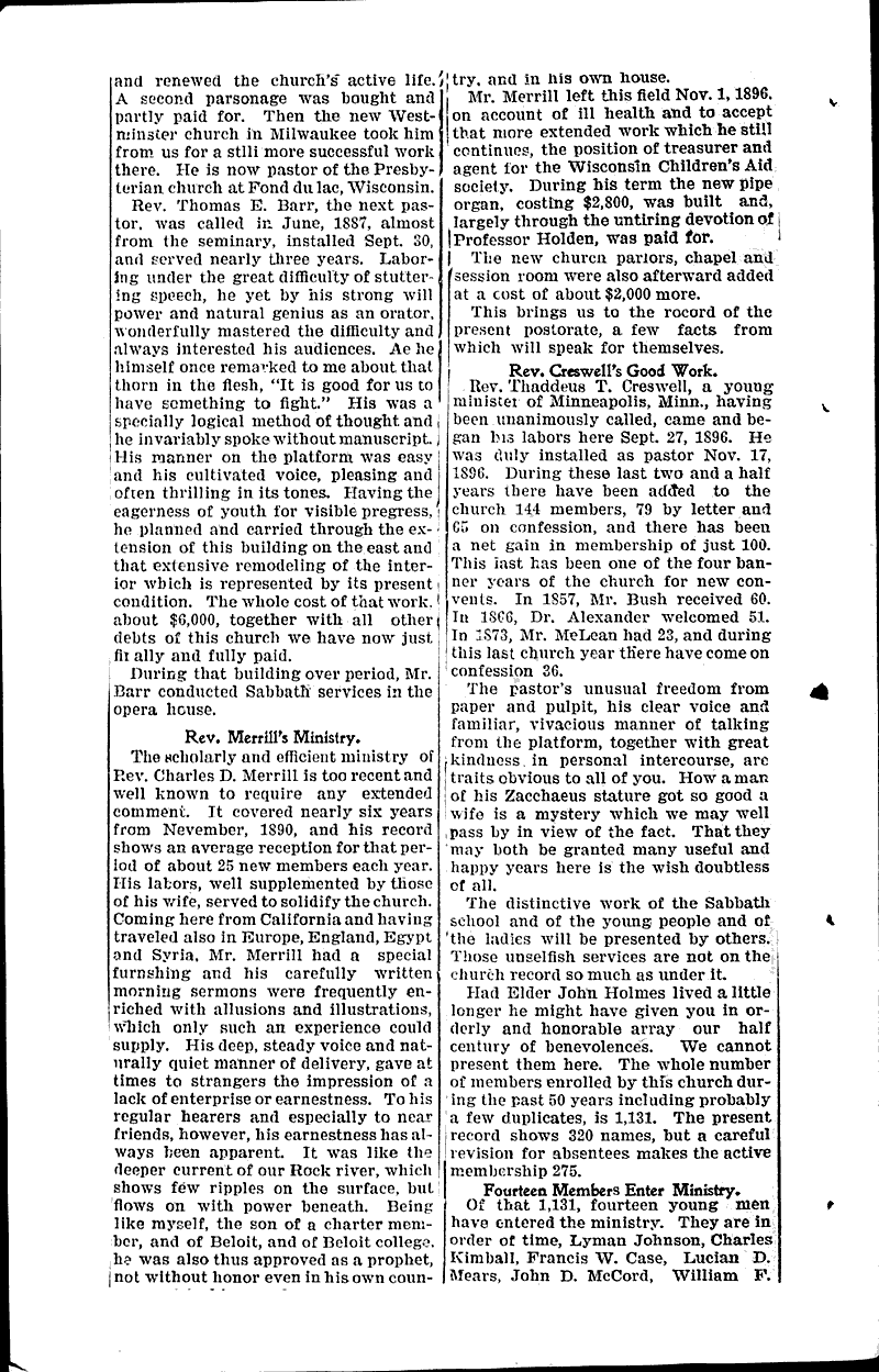  Source: Beloit Daily News Topics: Church History Date: 1899-03-24