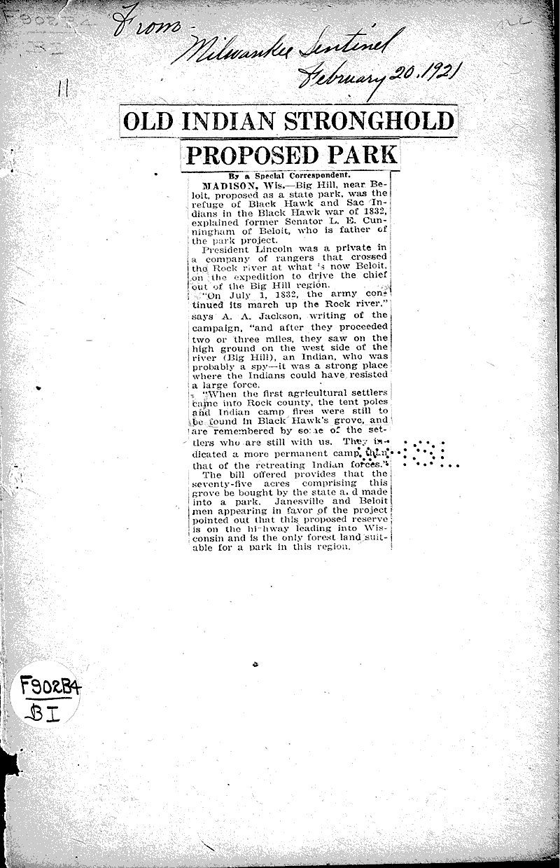  Source: Milwaukee Sentinel Topics: Indians and Native Peoples Date: 1921-02-20