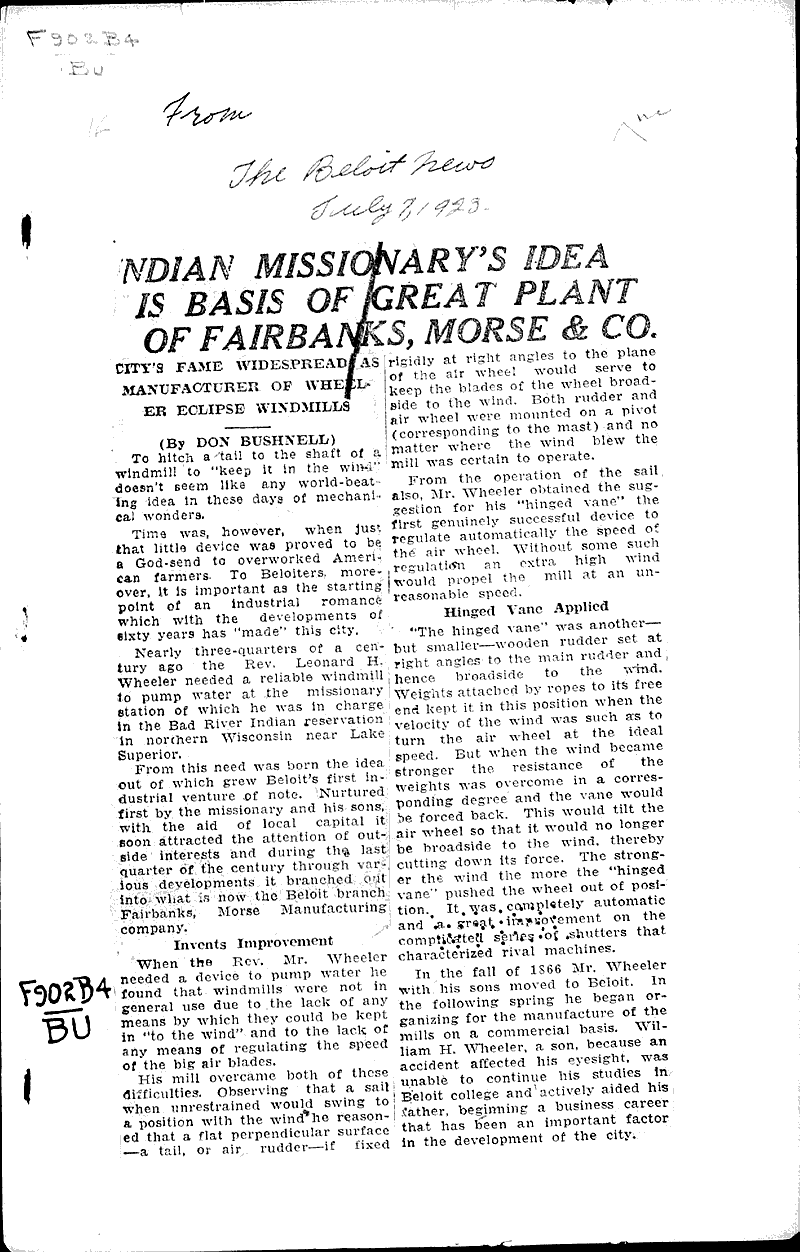  Source: Beloit News Date: 1923-07-07