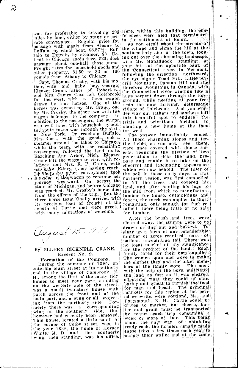 From the early days of Beloit Newspaper Article/Clipping Wisconsin