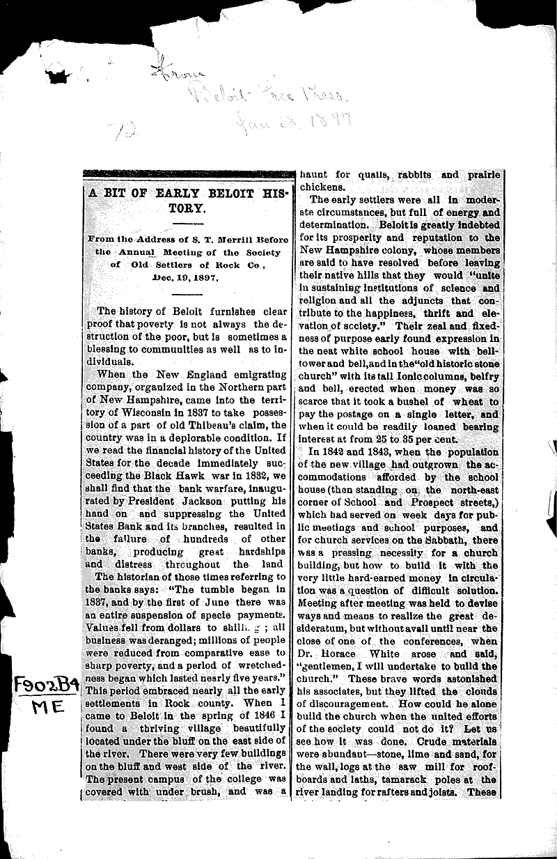  Source: Beloit Free Press Date: 1897-01-13
