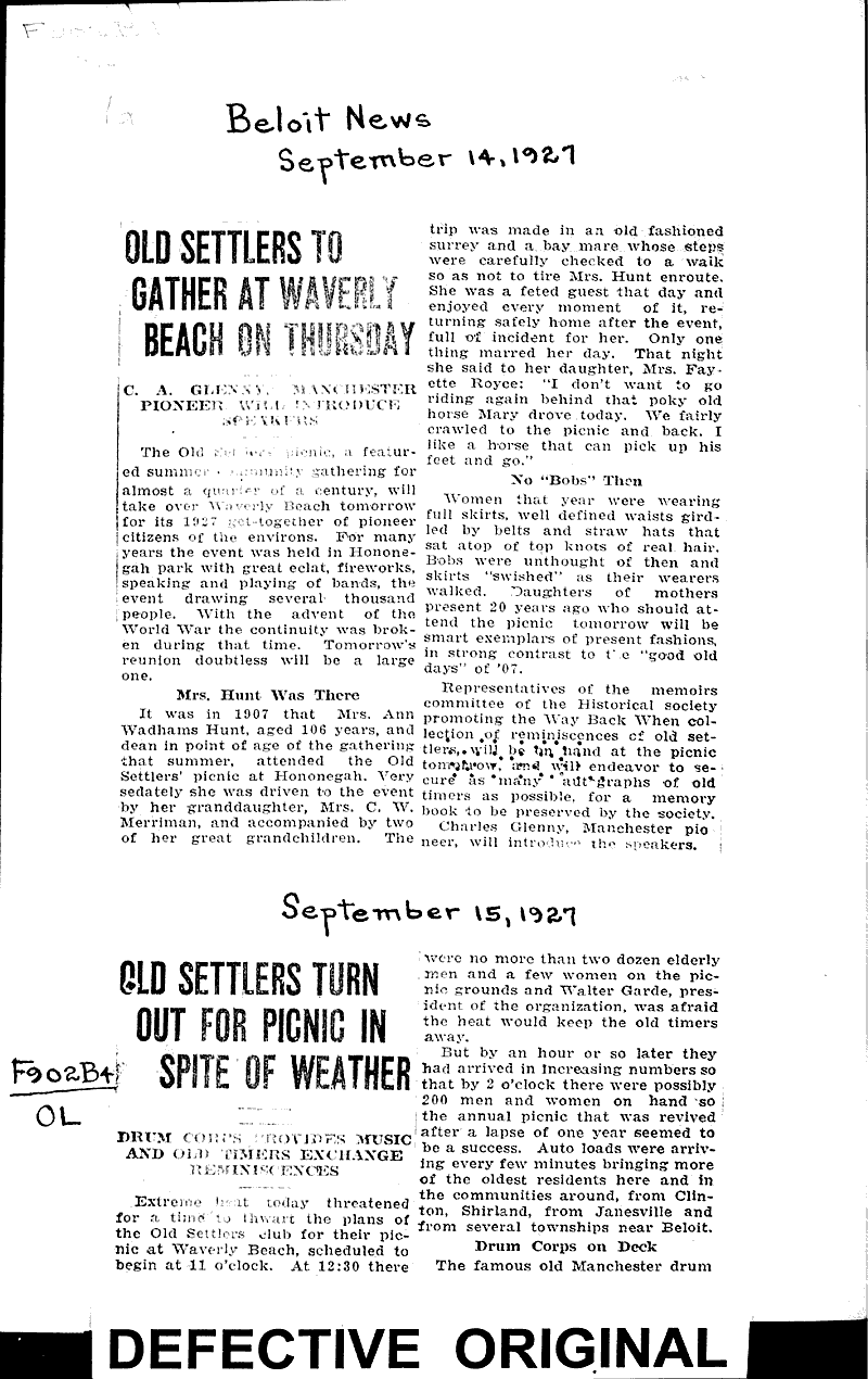  Source: Beloit News Date: 1927-09-14