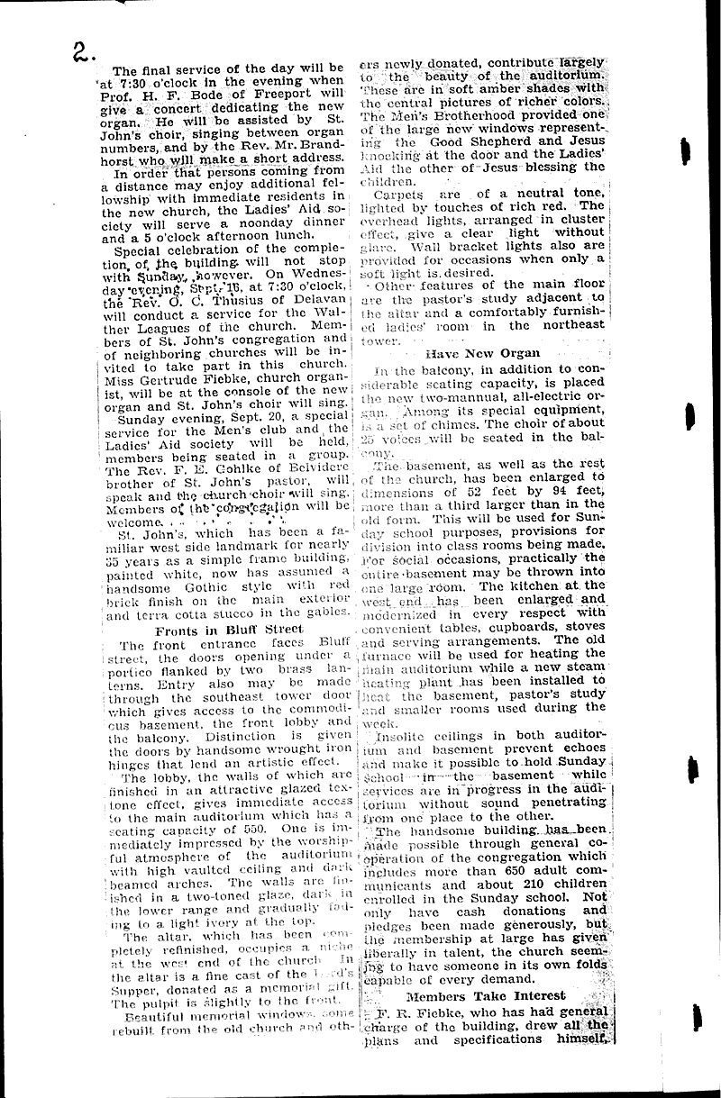  Source: Beloit Daily News Topics: Church History Date: 1931-09-10
