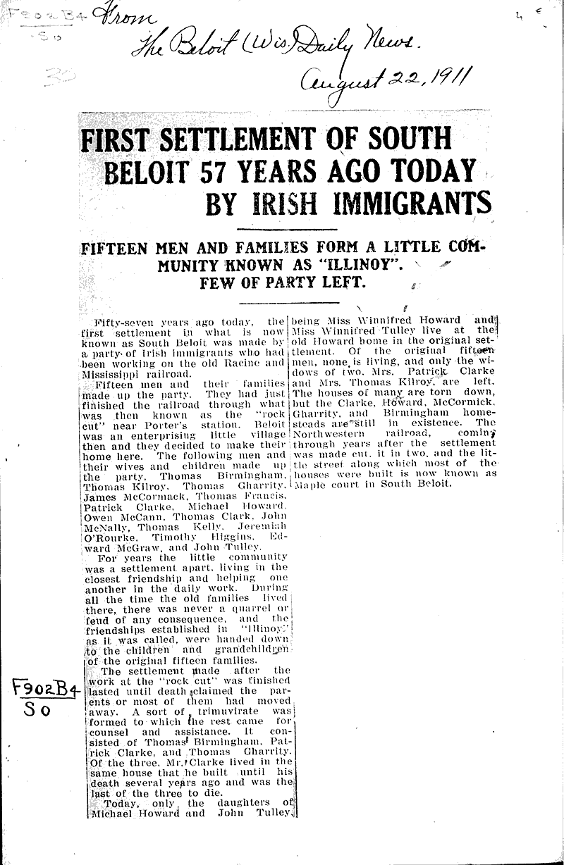  Source: Beloit Daily News Topics: Immigrants Date: 1911-08-22