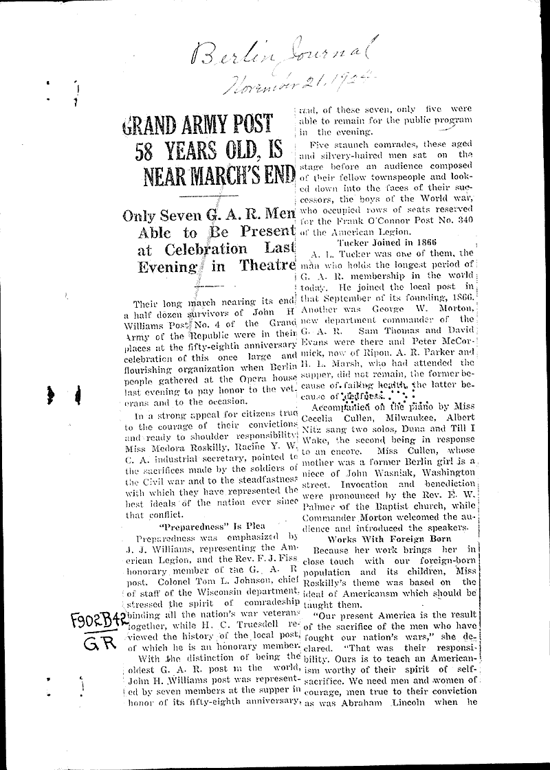  Source: Berlin Journal Topics: Civil War Date: 1924-11-21