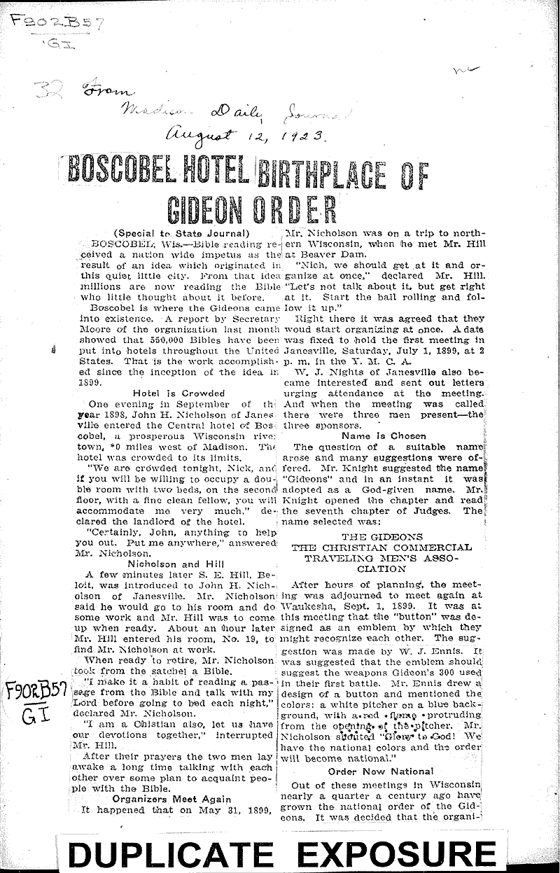  Source: Madison Journal Topics: Church History Date: 1923-08-12