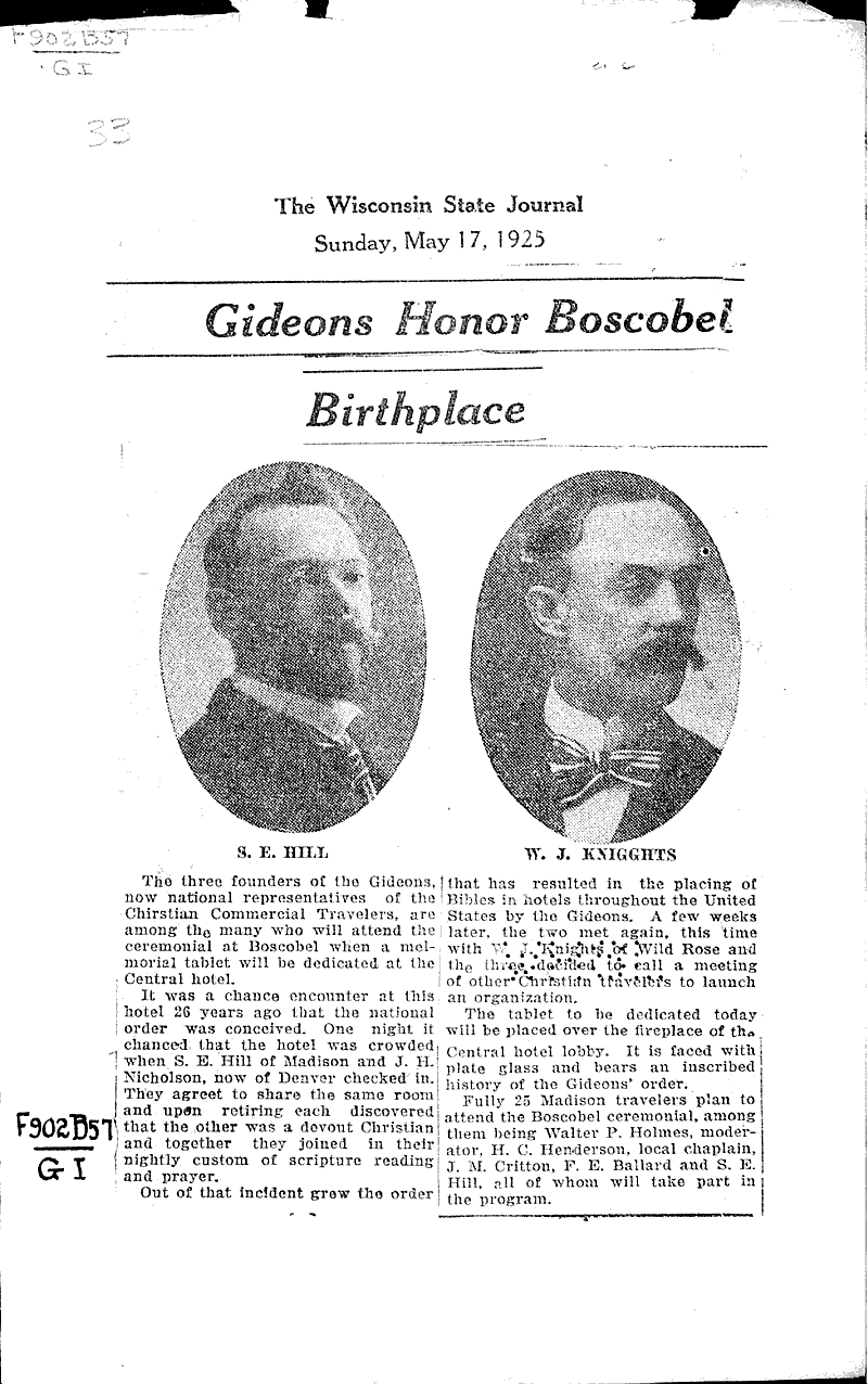  Source: Wisconsin State Journal Topics: Church History Date: 1925-05-17