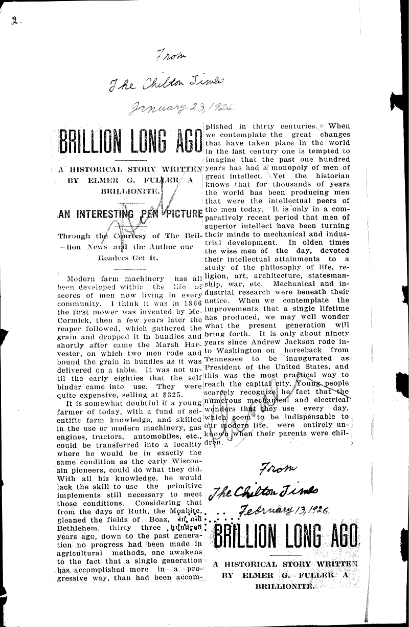  Source: Chilton Times Date: 1926-01-16