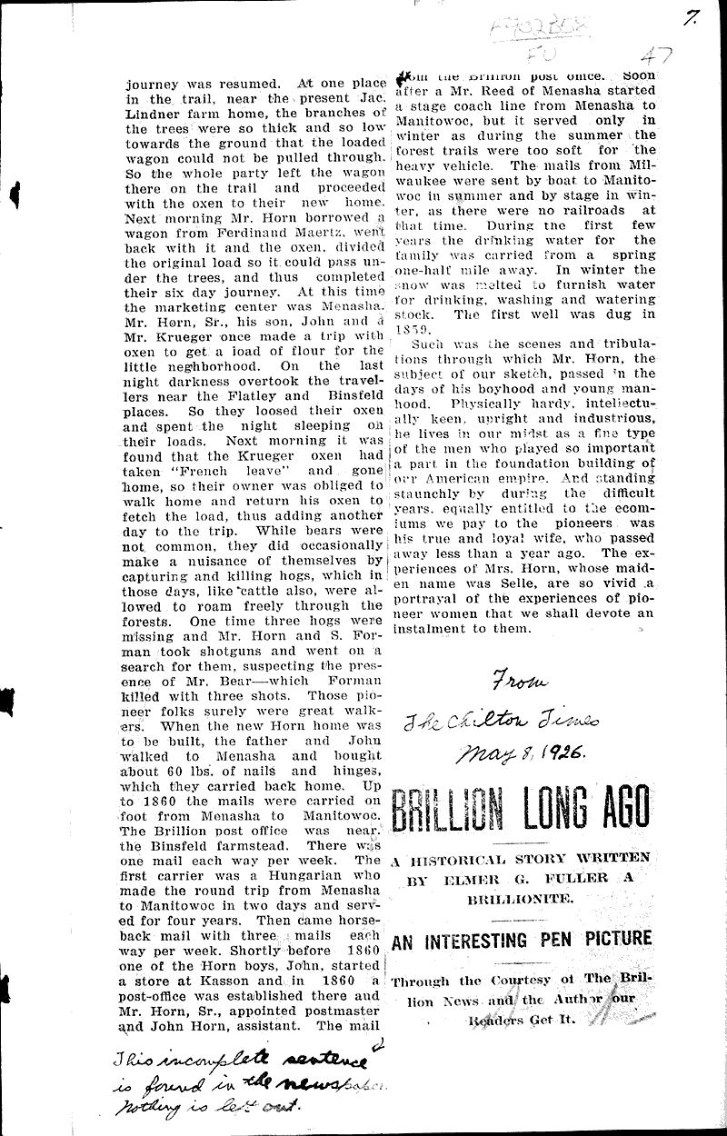  Source: Chilton Times Date: 1926-01-16