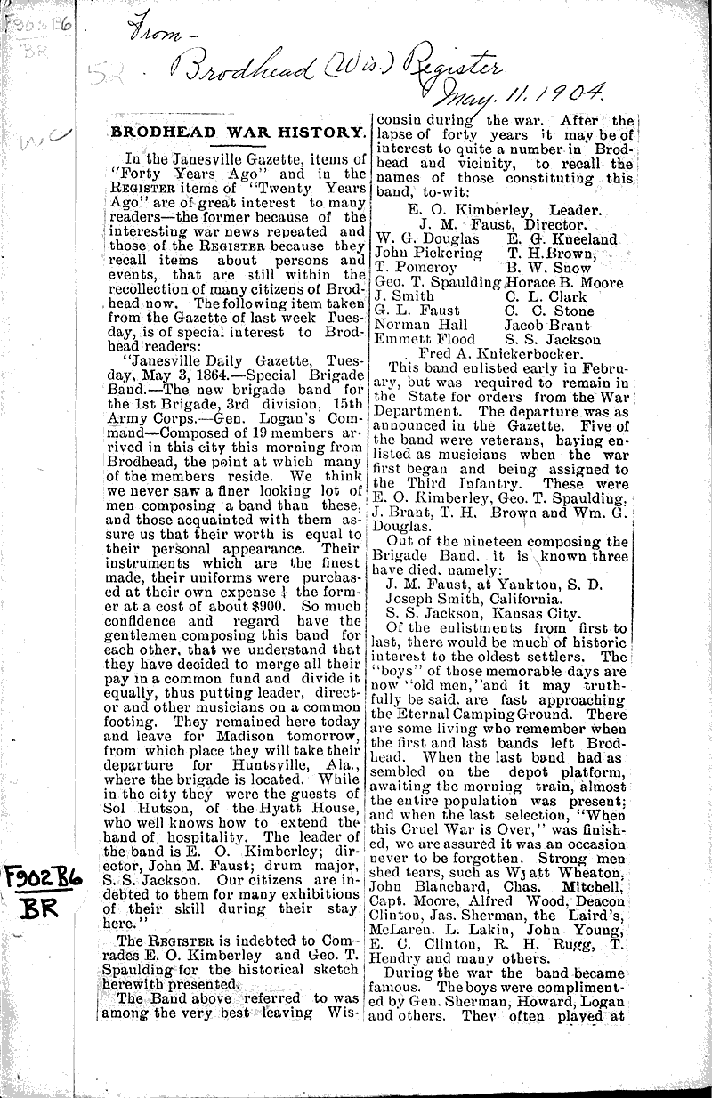  Source: Brodhead Register Topics: Civil War Date: 1904-05-11