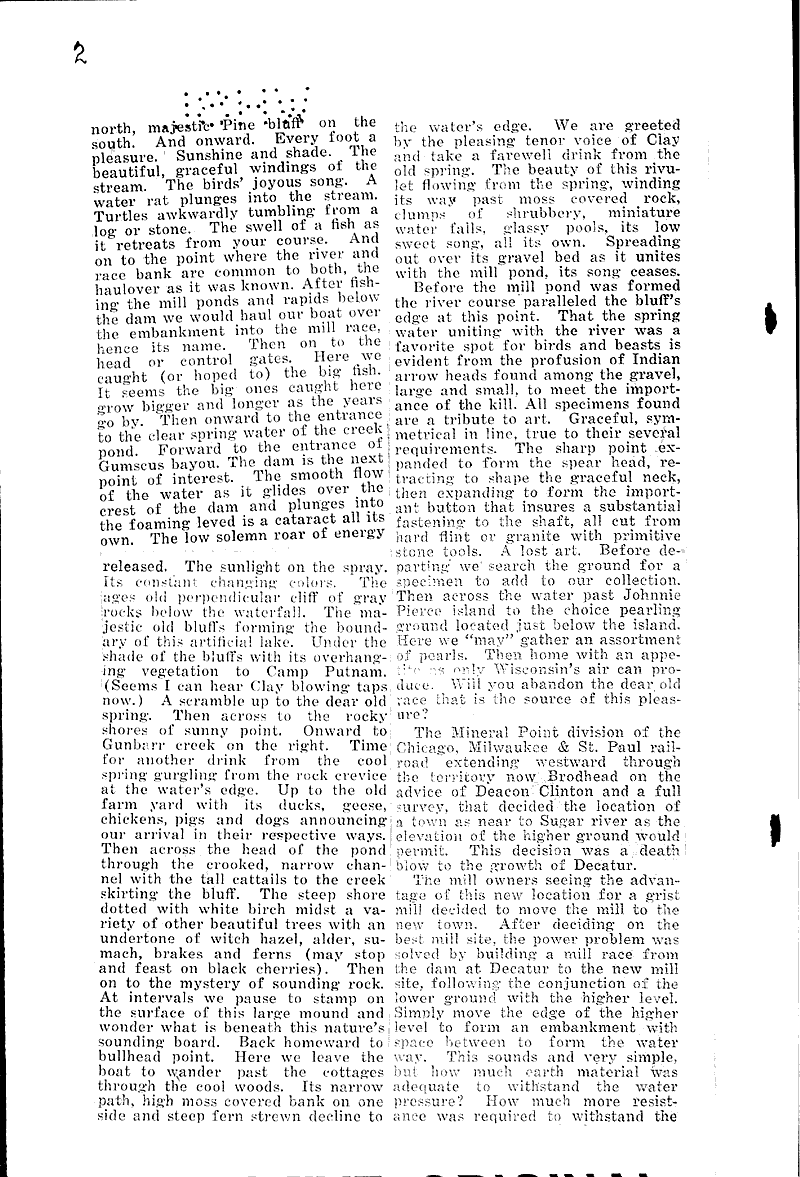 Old Brodhead history by former resident Newspaper Article/Clipping