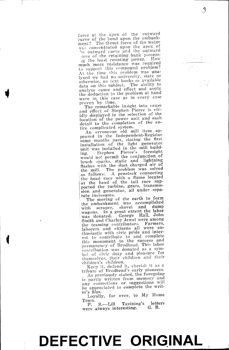 Old Brodhead history by former resident Newspaper Article/Clipping