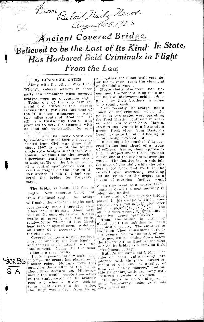  Source: Beloit Daily News Topics: Transportation Date: 1923-08-25