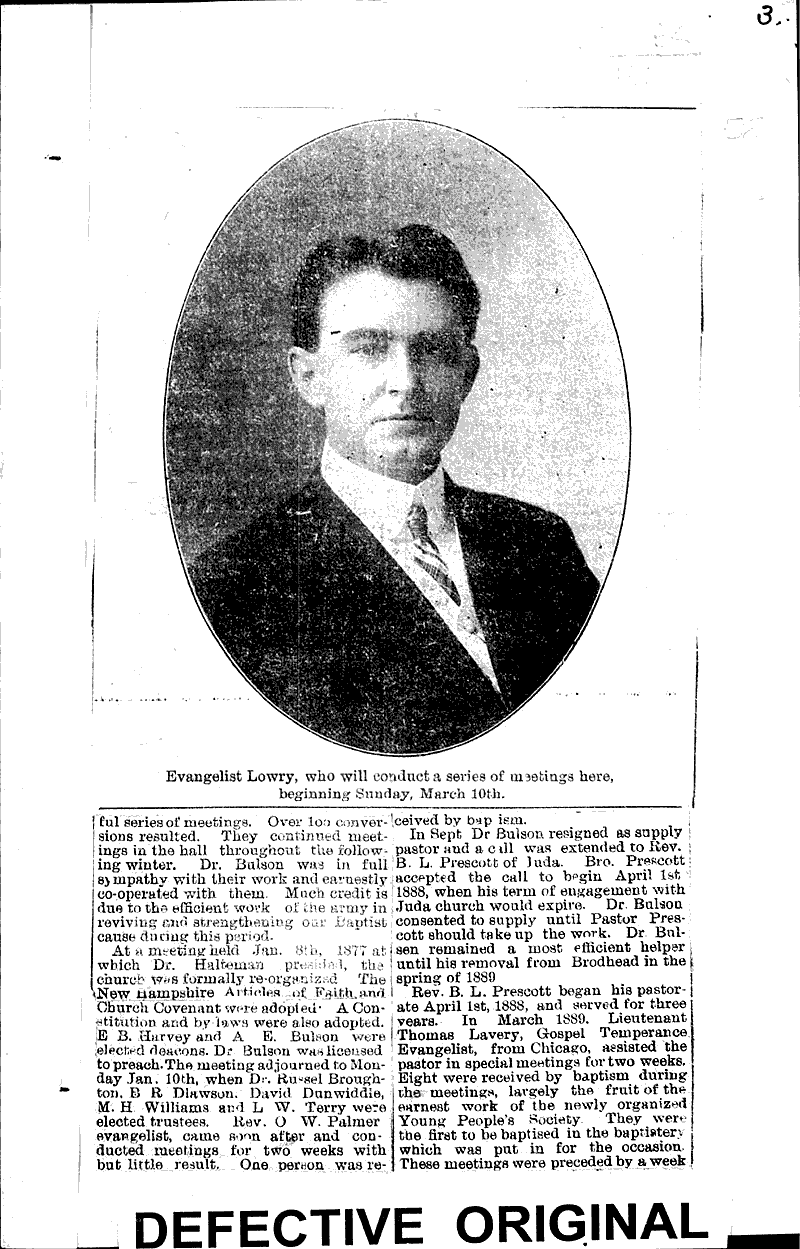 HIstorical sketch of the Brodhead Baptist church Newspaper Article