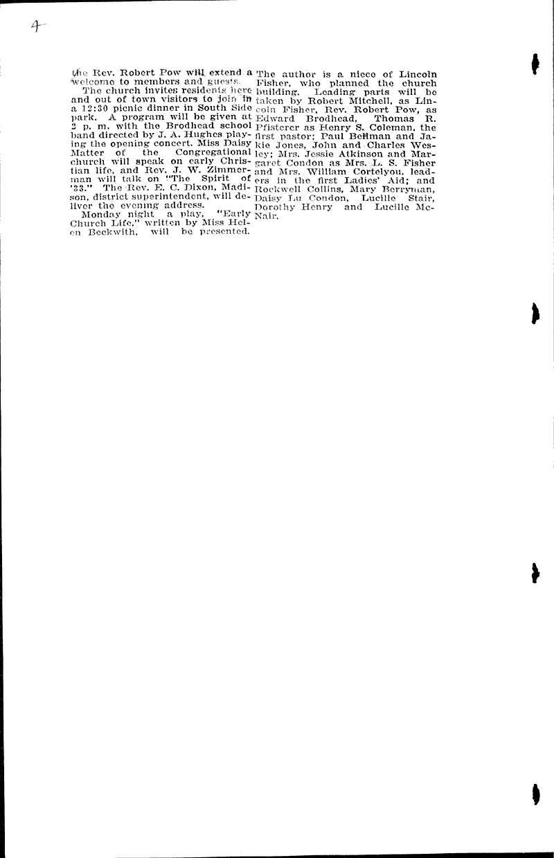  Source: Janesville Gazette Topics: Church History Date: 1933-06-24