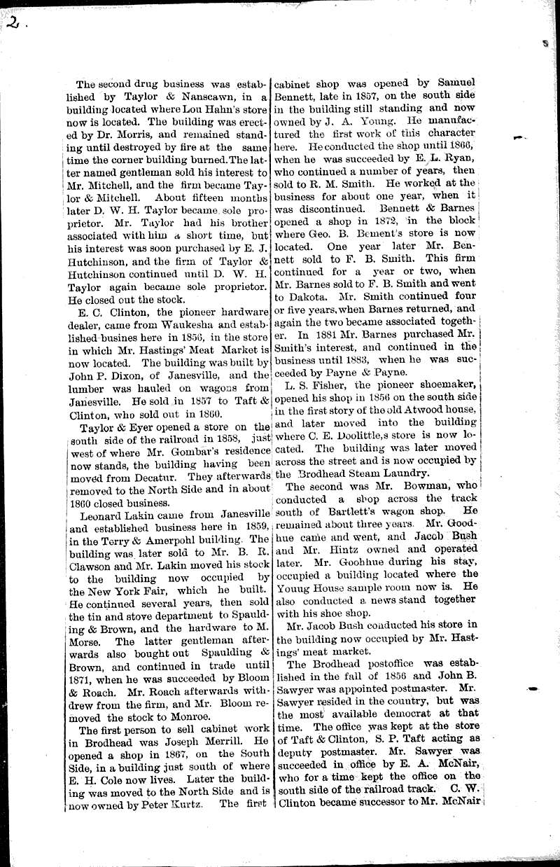 Primitive Brodhead Newspaper Article/Clipping Wisconsin Historical