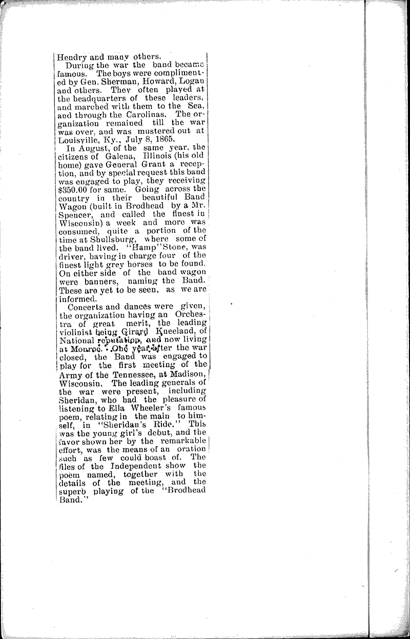 Brodhead war history Newspaper Article/Clipping Wisconsin