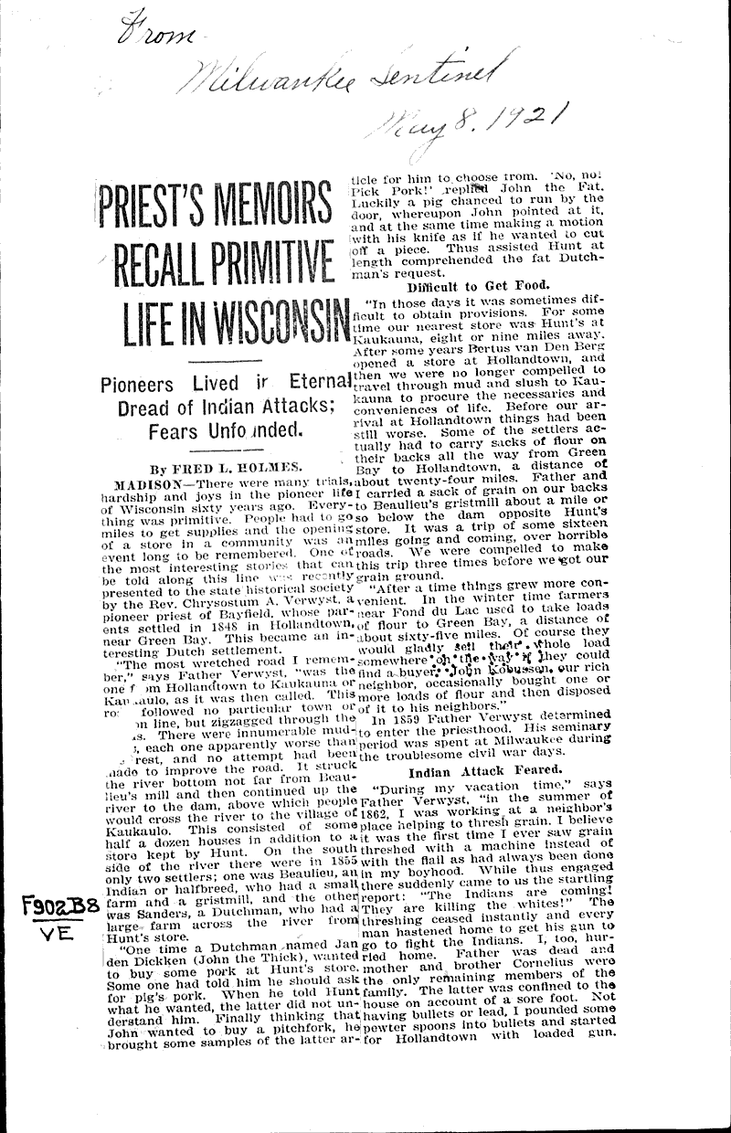  Source: Milwaukee Sentinel Date: 1921-05-08