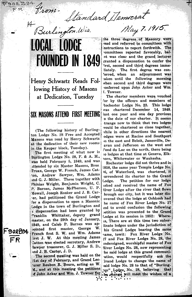  Source: Burlington Standard Democrat Topics: Social and Political Movements Date: 1915-05-07