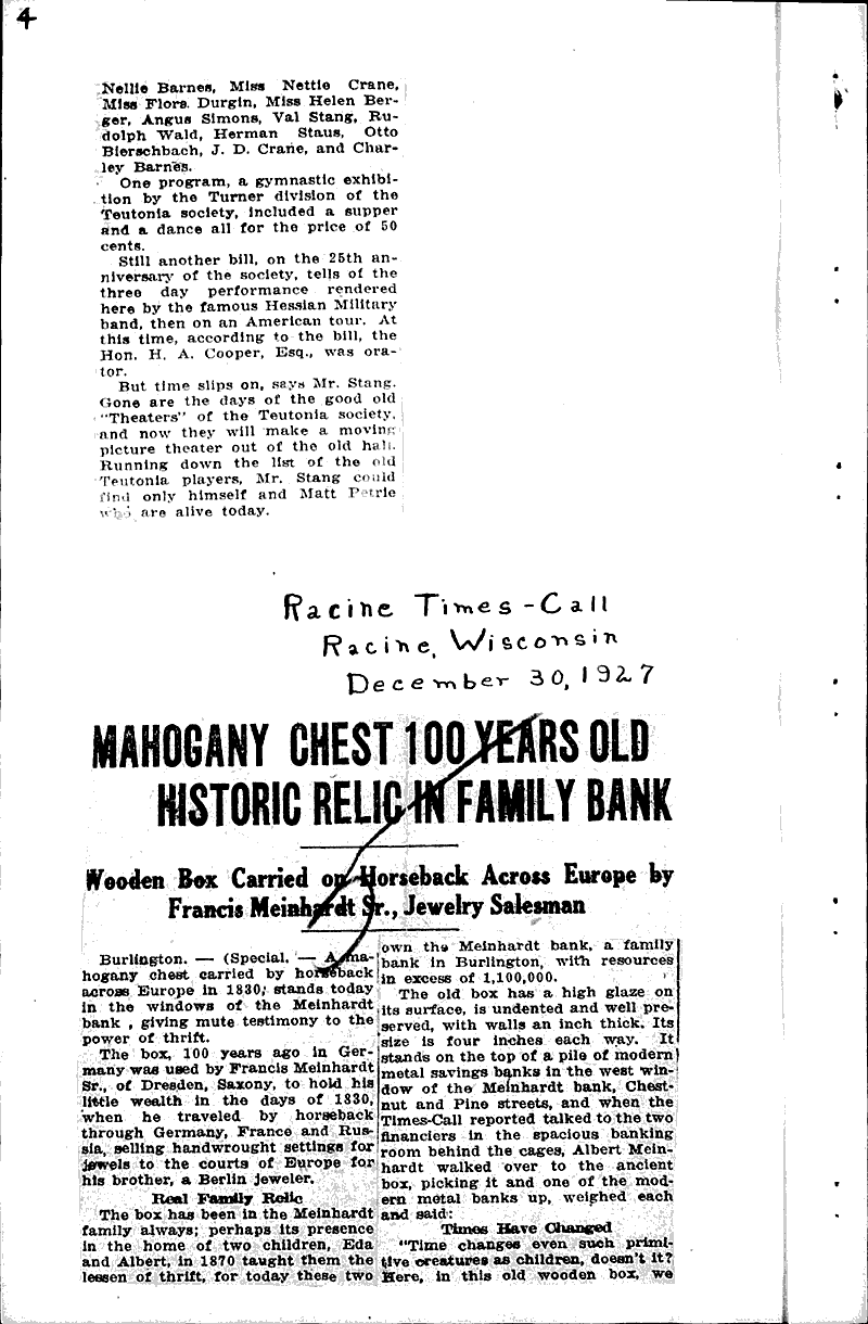  Source: Racine Times Call Date: 1927-12-30