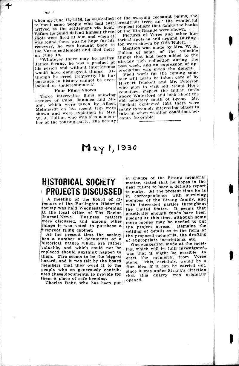 Old mormon settlement at Burlington described Source: Racine Times Call Topics: Church History Date: 1930-04-08