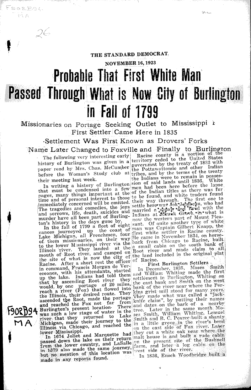  Source: Burlington Standard Democrat Date: 1923-11-16