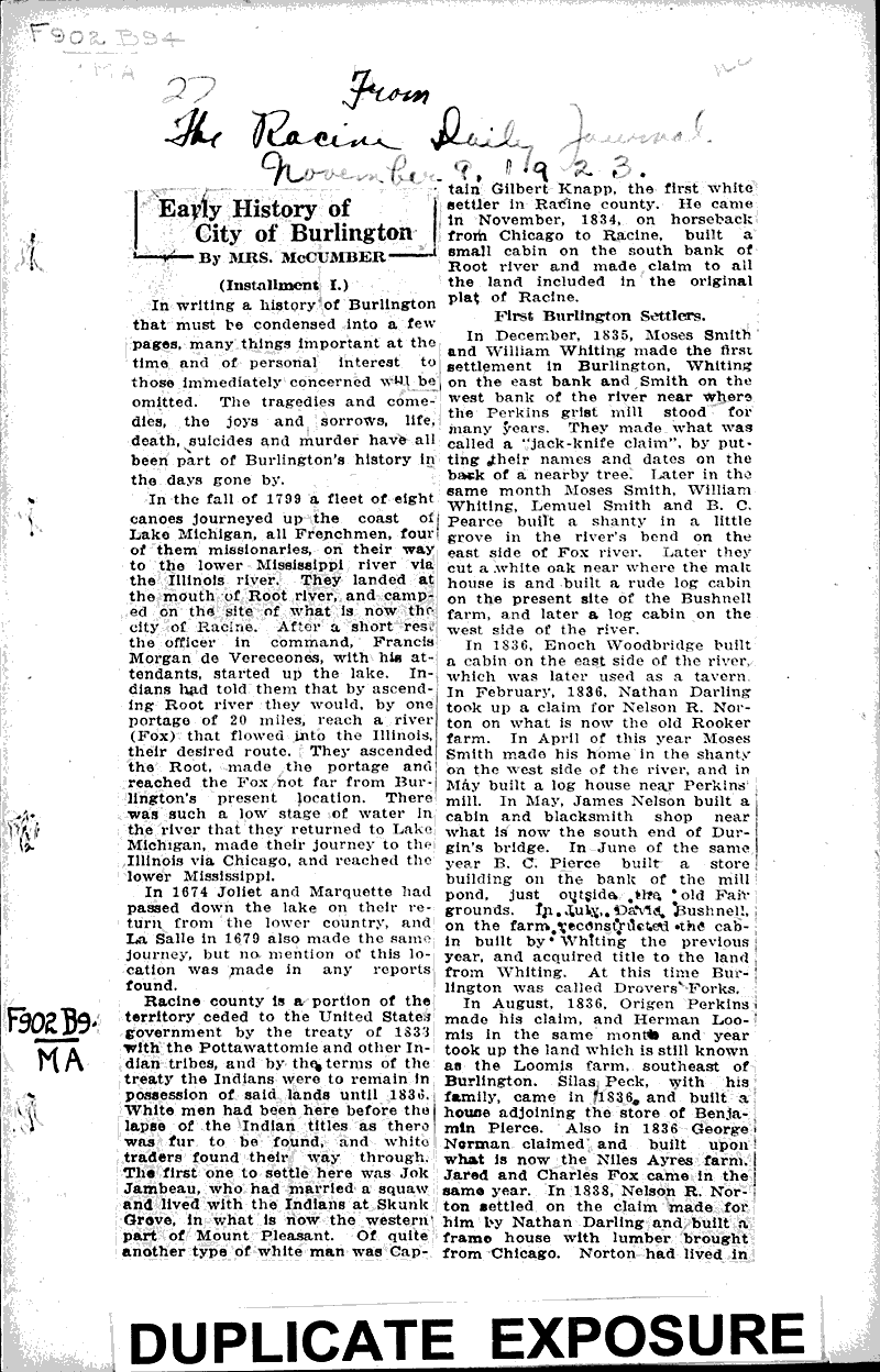  Source: Racine Daily Journal Date: 1923-11-09