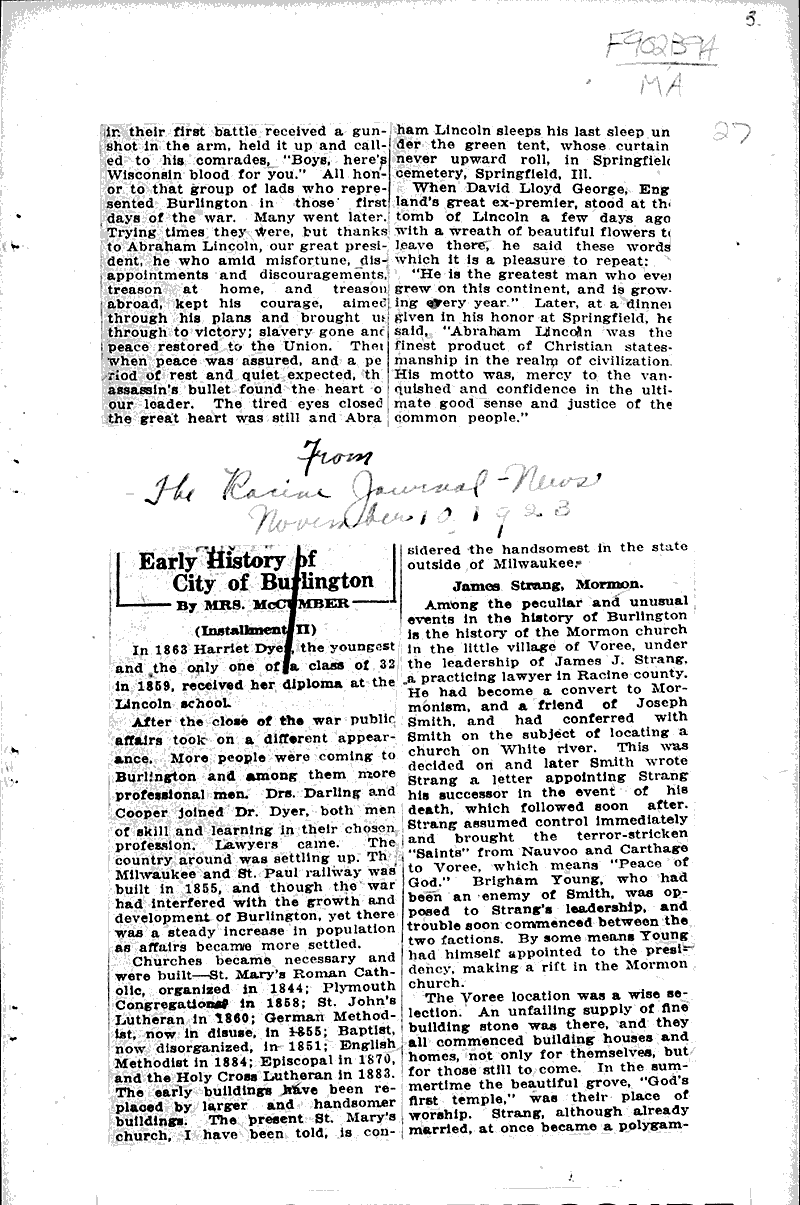  Source: Racine Daily Journal Date: 1923-11-09