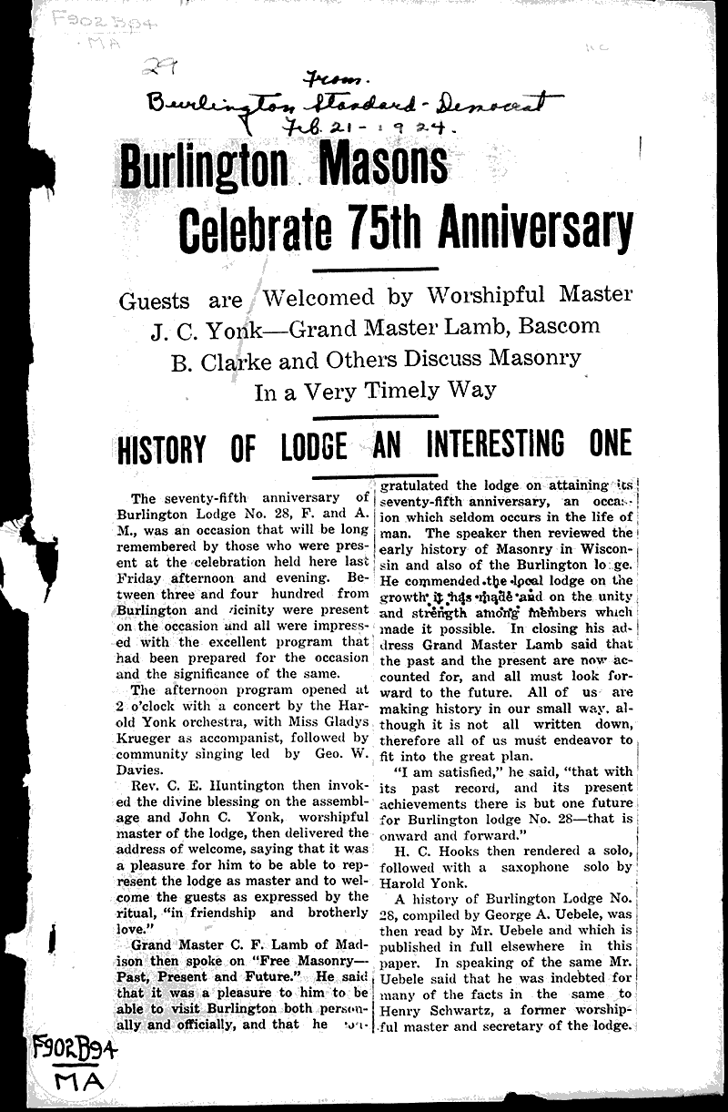  Source: Burlington Standard Democrat Topics: Social and Political Movements Date: 1924-02-21