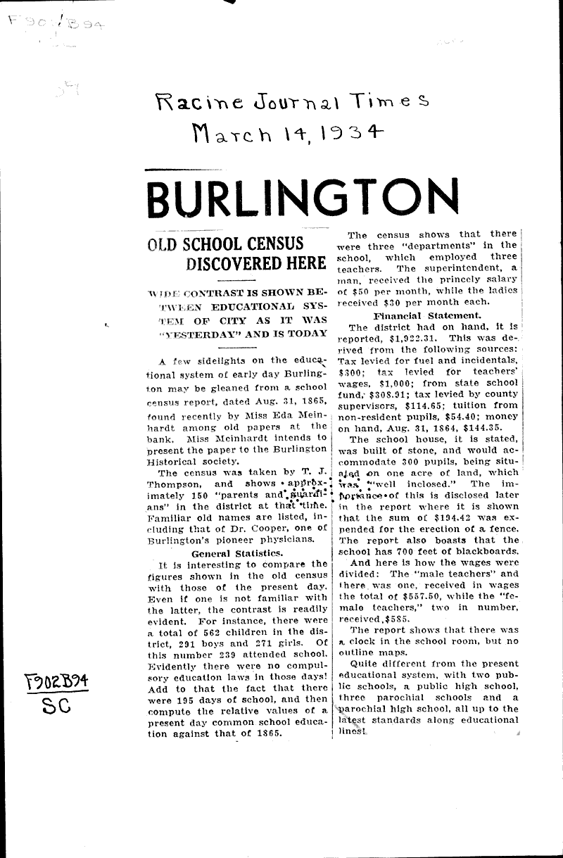  Source: Racine Journal-Times Topics: Education Date: 1934-03-14