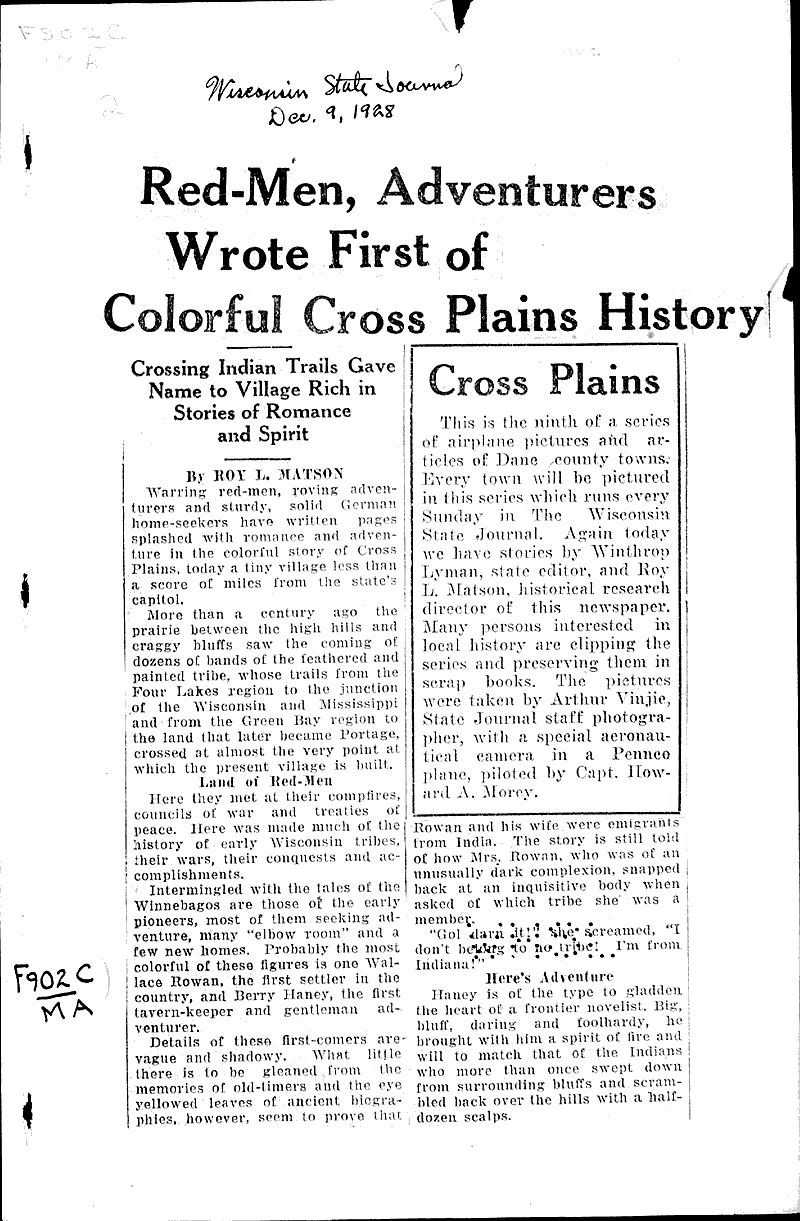  Source: Wisconsin State Journal Date: 1928-12-09
