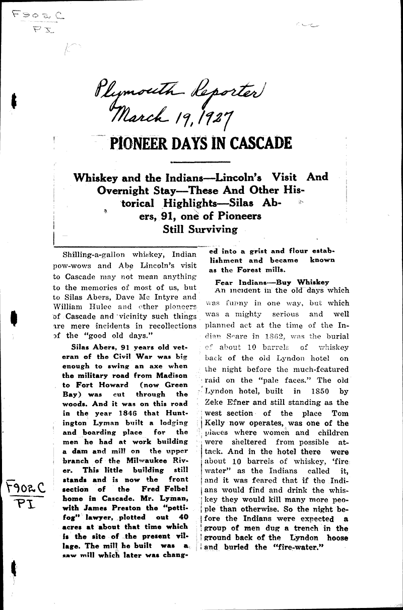  Source: Plymouth Reporter Topics: Immigrants Date: 1927-03-19