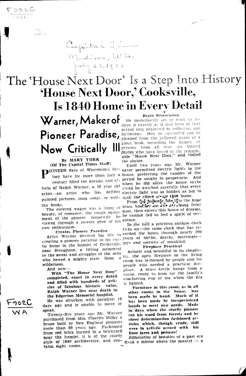  Source: Capital Times Topics: Immigrants Date: 1933-07-23