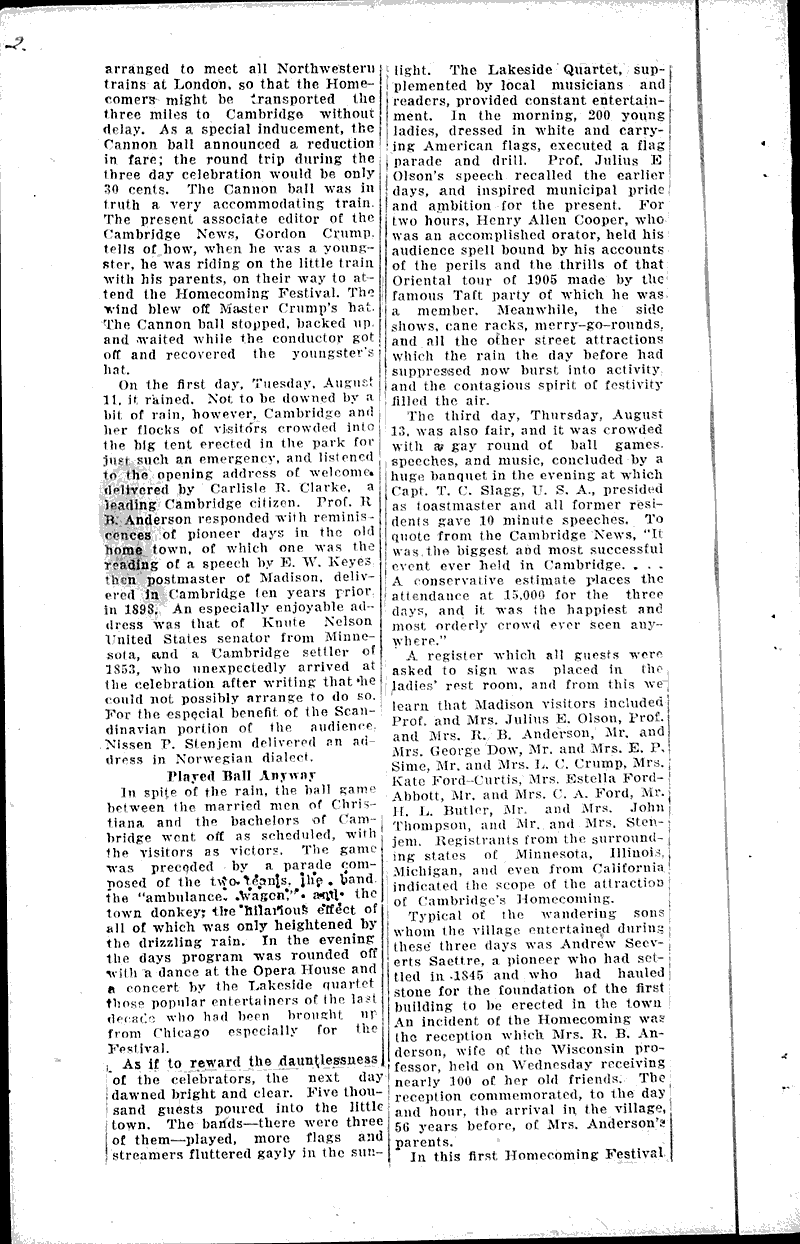 First Cambridge was the town's biggest event Newspaper