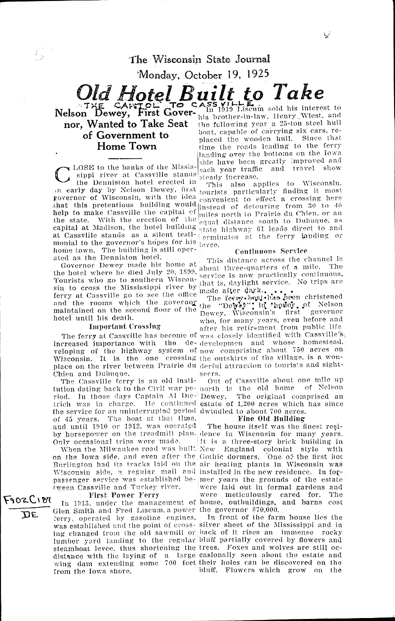  Source: Wisconsin State Journal Date: 1925-10-19