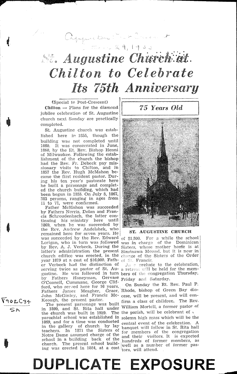 St. Augustine church at Chilton to celebrate its 75th anniversary