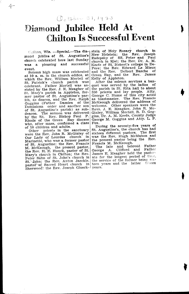 Diamond jubilee held at Chilton is successful event Newspaper Article