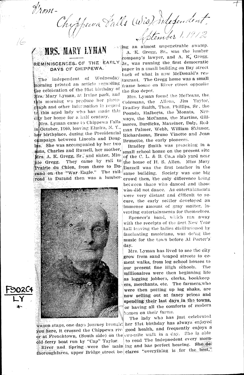  Source: Chippewa Falls Independent Date: 1912-09-01