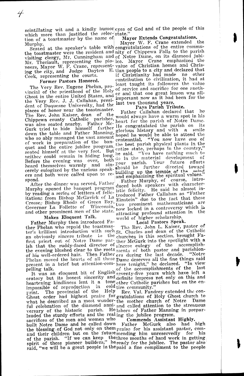  Source: Chippewa Herald-Telegram Topics: Church History Date: 1931-08-13