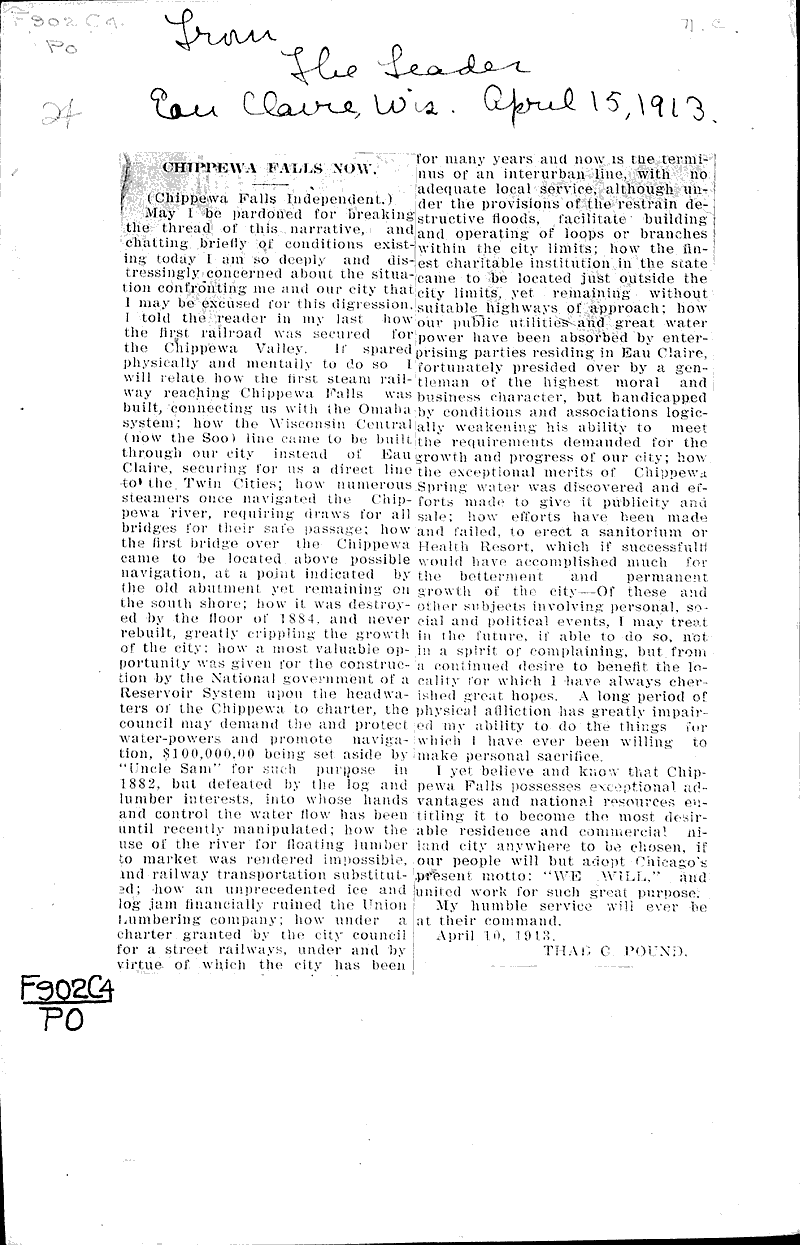  Source: Eau Claire Leader Date: 1913-04-15