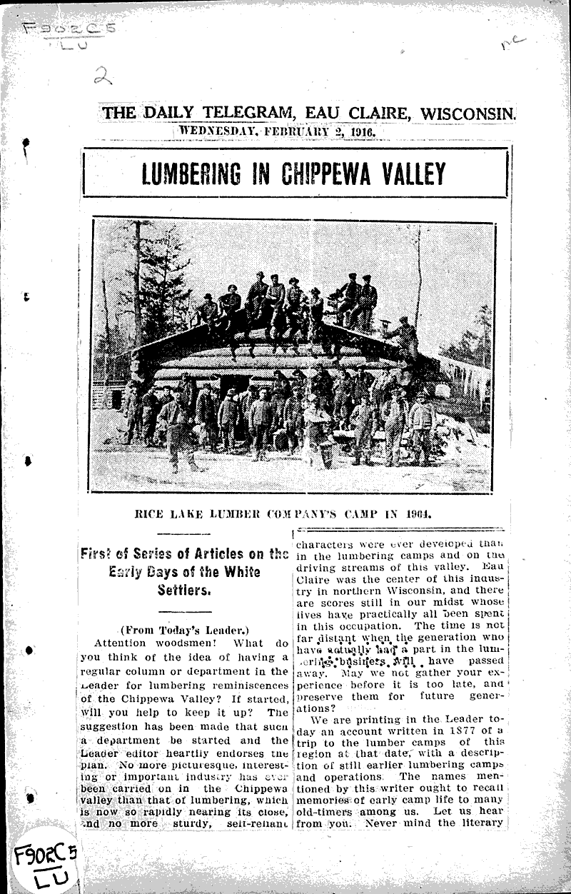  Source: Eau Claire Telegram Topics: Industry Date: 1916-02-02
