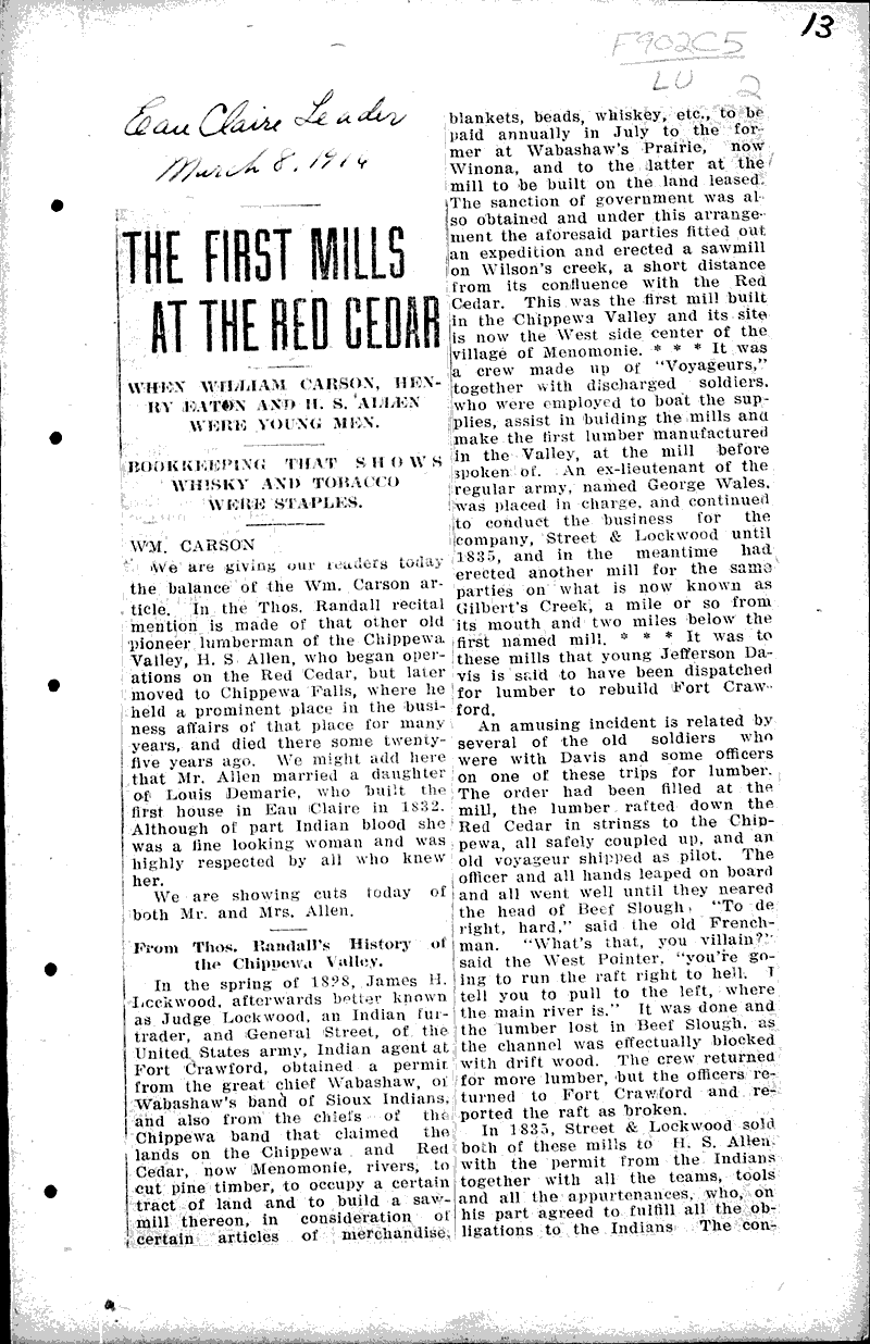  Source: Eau Claire Telegram Topics: Industry Date: 1916-02-02
