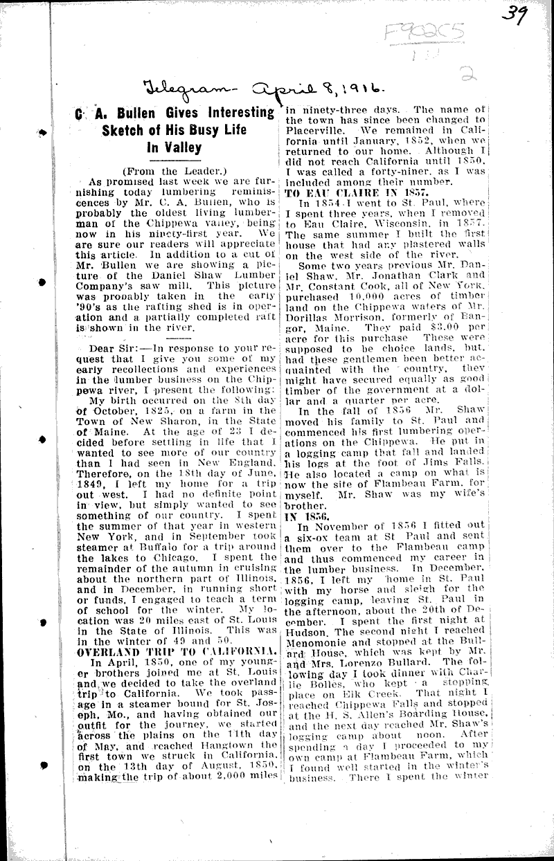  Source: Eau Claire Telegram Topics: Industry Date: 1916-02-02