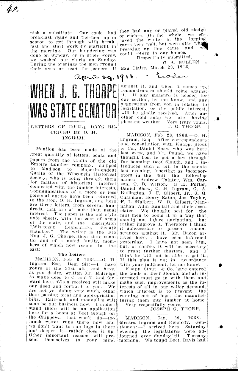  Source: Eau Claire Telegram Topics: Industry Date: 1916-02-02